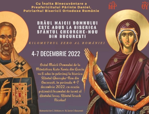 Programul liturgic dedicat aducerii în pelerinaj a CINSTITULUI BRÂU AL MAICII DOMNULUI, cu ocazia prăznuirii SFÂNTULUI IERARH NICOLAE, la Biserica Sfântul Gheorghe-Nou din București-“Km. Zero”